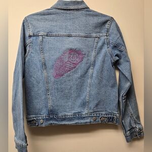 NWT Old NAVY small Denim Jacket - Custom Embroidered Feather